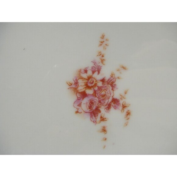 Hermann Ohme German Silesia Plate Floral Bow Pink Gold Gild Porcelain 40s Replac - Picture 5 of 10